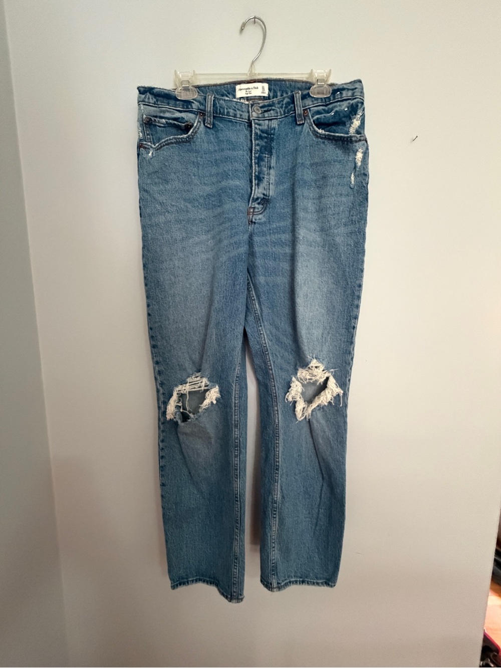Abercrombie & Fitch The Dad High Rise Light Blue Straight Jeans- 12